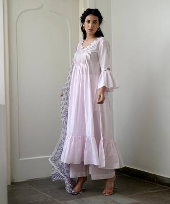 Rosy Flamingo Pleated Kurta Set 3