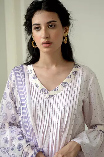 Rosy Flamingo Pleated Kurta Set