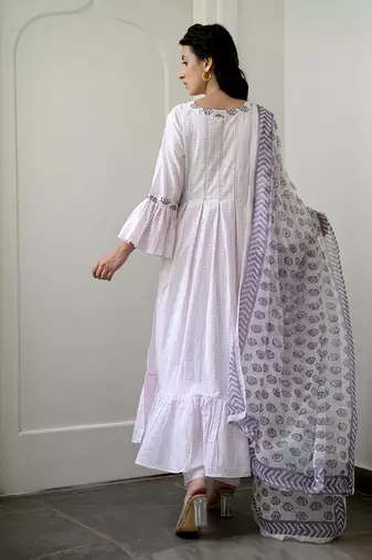 Rosy Flamingo Pleated Kurta Set