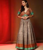 Brown  Embellished Silk Gown Dress for women