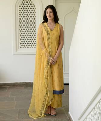 Mustard & Cornflower  Kurta Set 1