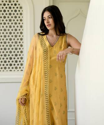 Mustard & Cornflower  Kurta Set 3