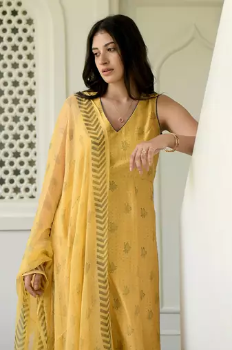 Mustard & Cornflower  Kurta Set