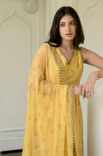 Mustard & Cornflower  Kurta Set