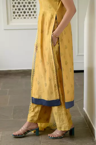 Mustard & Cornflower  Kurta Set