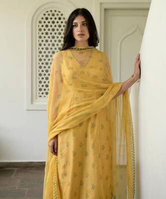 Mustard & Cornflower  Kurta Set 7
