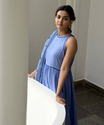 Indigo Blue Cotton Kurta Set with Print Dupatta 6
