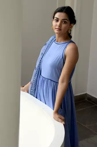 Indigo Blue Cotton Kurta Set with Print Dupatta