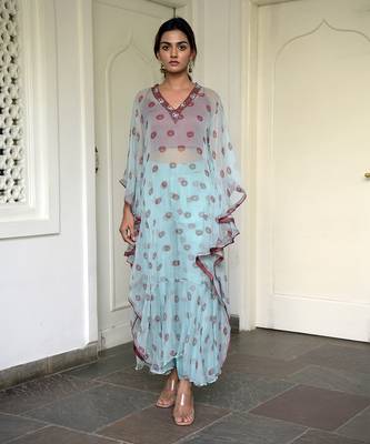 Green Horizon Kaftan Set 1