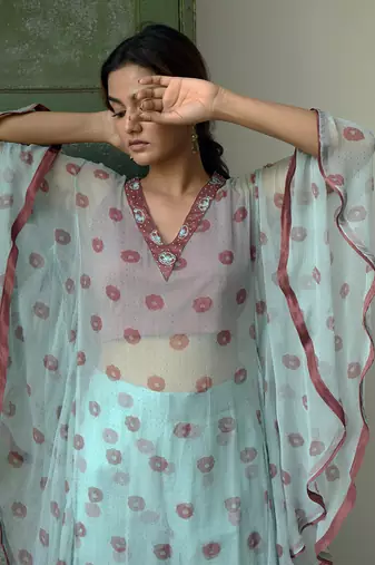 Green Horizon Kaftan Set