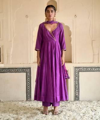 Violet Chanderi Kurta Set 1