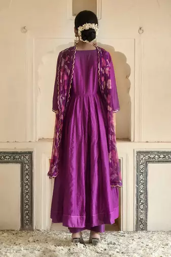 Violet Chanderi Kurta Set