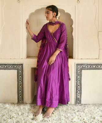 Violet Chanderi Kurta Set 4