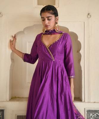 Violet Chanderi Kurta Set 5