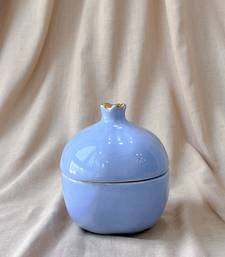 Lavender Serenity: Handcrafted Ceramic Pomegranate Bowl With Golden Crown Lid - Knick Knack, Candy Bowl, Or Trinket Box