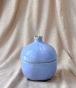 Lavender Serenity: Handcrafted Ceramic Pomegranate Bowl With Golden Crown Lid - Knick Knack, Candy Bowl, Or Trinket Box