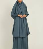 Grey plain crepe abaya