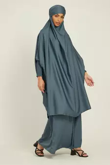Grey plain crepe abaya