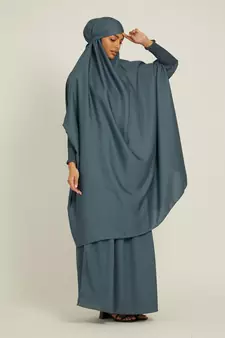 Grey plain crepe abaya