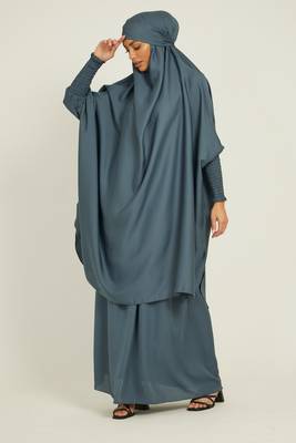 Grey plain crepe abaya 5