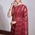 Red embroidered georgette saree with blouse