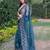 Teal embroidered organza saree with blouse