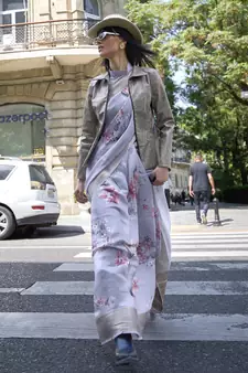 Grey Printed Organza Saree With Blouse