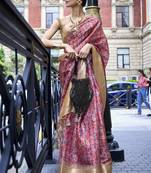 Multicolor Printed Organza Saree With Blouse