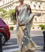 Multicolor Printed Organza Saree With Blouse
