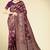 Wine Colour Banarasi Silk Saree For Traditional Look