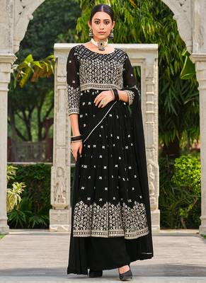 Black Colour Heavy Embroidered Ethnic Palazzo Dress For Party 1