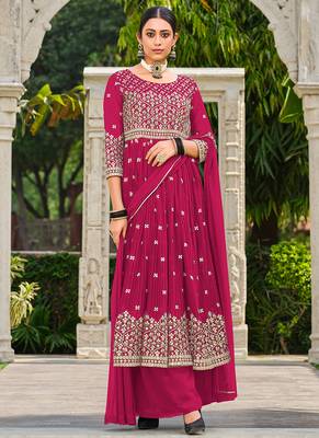 Pink Colour Heavy Embroidered Ethnic Palazzo Dress For Party 1