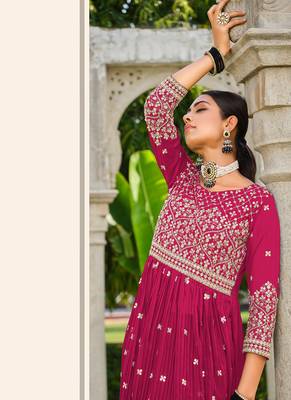 Pink Colour Heavy Embroidered Ethnic Palazzo Dress For Party 2
