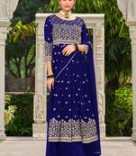 Blue Colour Heavy Embroidered Ethnic Palazzo Dress For Party