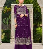 Purple Colour Heavy Embroidered Ethnic Palazzo Dress For Party