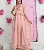Ethnic Peach Colour Designer Thread And Sequins Work Palazzo Dress