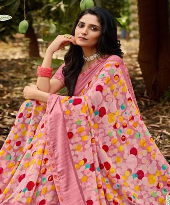 Multicolor Color Georgette Saree With Fancy Border And Blouse Piece 2