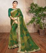 Multicolor Chiffon Printed Saree With Fancy Border And Fancy Blouse Piece