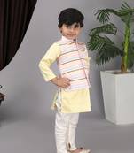 Baby Pink Embroidery nehru Jacket with Yellow Kurta and chudidar