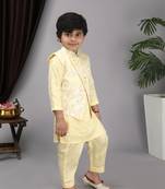 Yellow kurta yellow Nehru jacket with pant