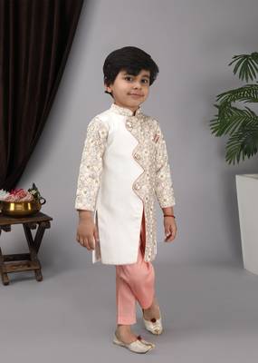 Off white embroidery achakan peach pant 2