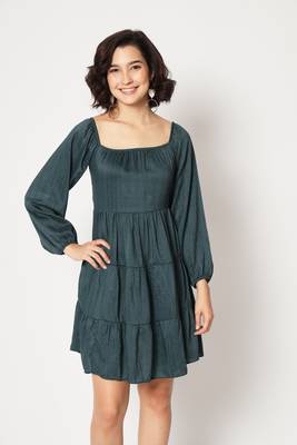 Teal Colour Fancy Western Style Partywear Short Kurti 1
