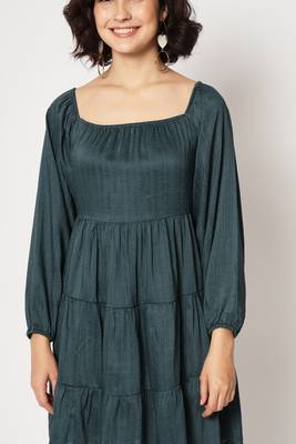 Teal Colour Fancy Western Style Partywear Short Kurti 3
