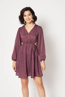 Wine Colour Fancy Western Style Partywear Short Kurti 1