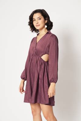 Wine Colour Fancy Western Style Partywear Short Kurti 3