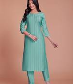 Sober And Classy Blue Colour Ethnic Top Bottom Set For Girls