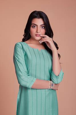 Sober And Classy Blue Colour Ethnic Top Bottom Set For Girls 2