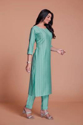Sober And Classy Blue Colour Ethnic Top Bottom Set For Girls 3