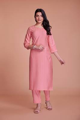 Sober And Classy Pink Colour Ethnic Top Bottom Set For Girls 1