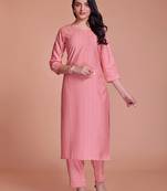 Sober And Classy Pink Colour Ethnic Top Bottom Set For Girls